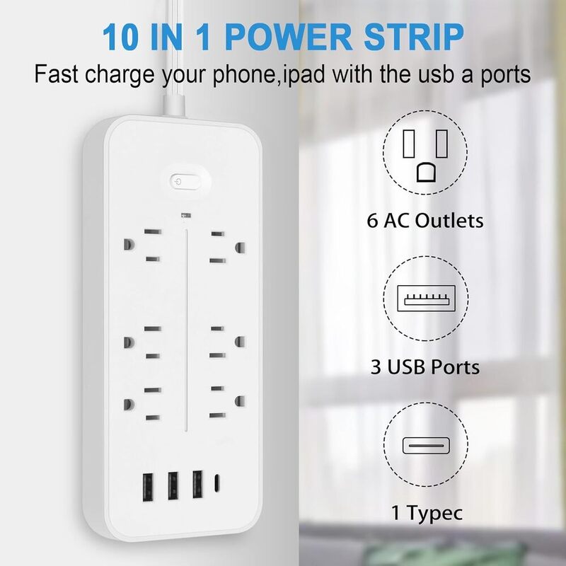 Flat Plug Exetnsion Cord Power Strip